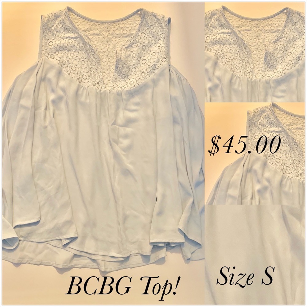 BCBG pale blue top